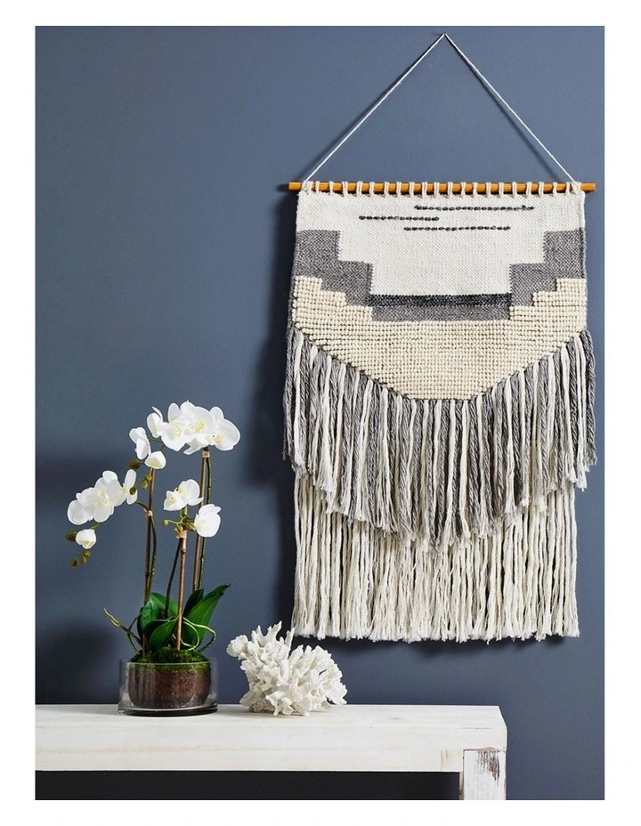 Fringe Wall Hanging in Grey/Cream