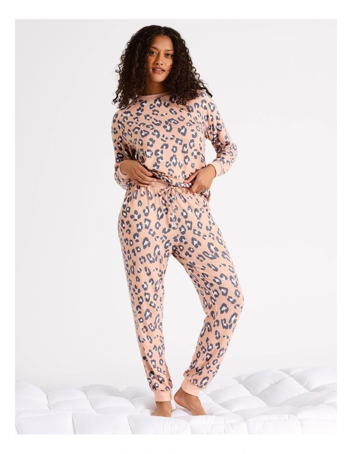 Brushed Knit Pant in Leopard Print