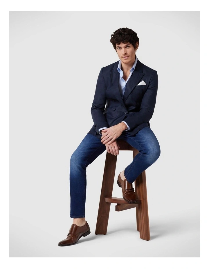 Slim Stretch 5 Pocket Jeans in Mid Indigo