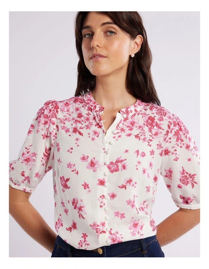 Dolce Petal Shirt in Ivory/Pink