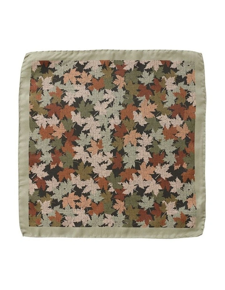 Autumn Leaves Silk Pocket Square in Green