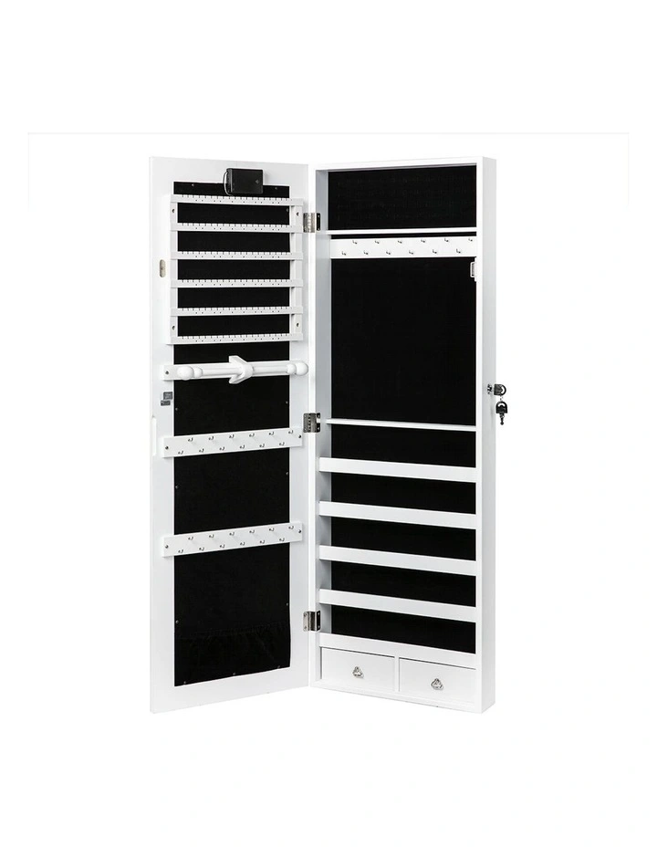 Makeup Mirror Jewellery Cabinet Touch LED Lights in White