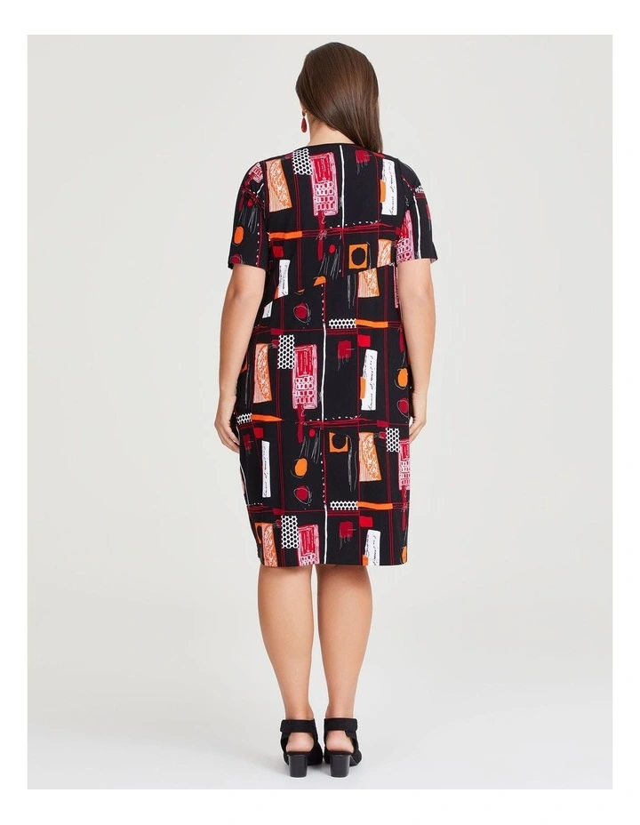 Natural Odette Short Sleeve Dress in Print
