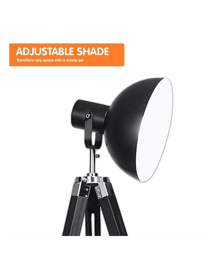 Tripod Floor Spot Lamp With Adjustable Height Metal Shade Black Reading Light
