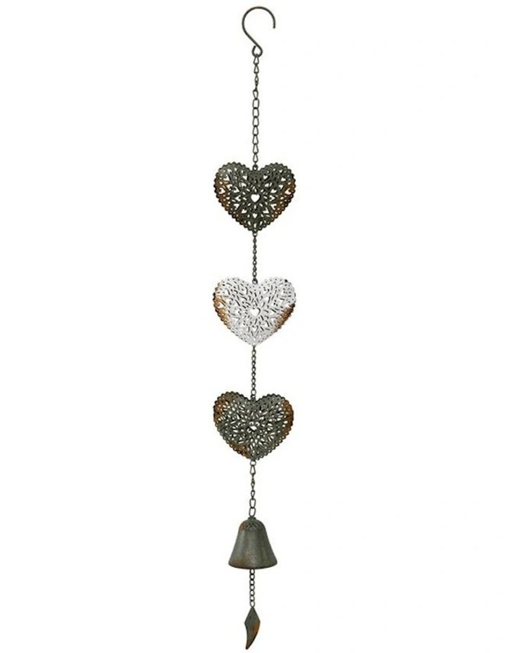 Antique Hearts Hanging Bell in Multi