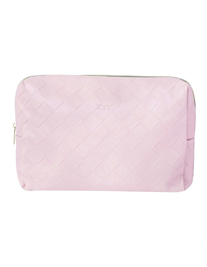 Woven Beauty Bag Large in Peony Pink