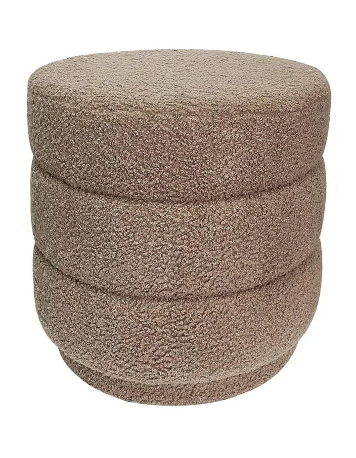 Boucle Loop-Style Stepped Ottoman Stool in Brown