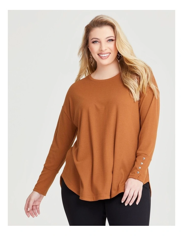 Rib Hi-lo Top in Caramel