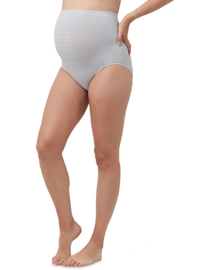 Seamless Stripe Briefs in Grey/White