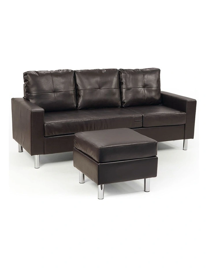 Corner Sofa Lounge Couch Modular Furniture Chair Home Faux Leather Chaise Brown