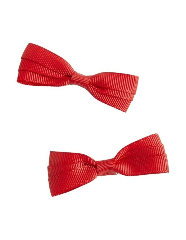 Grosgrain Bow Duck Clip in Red
