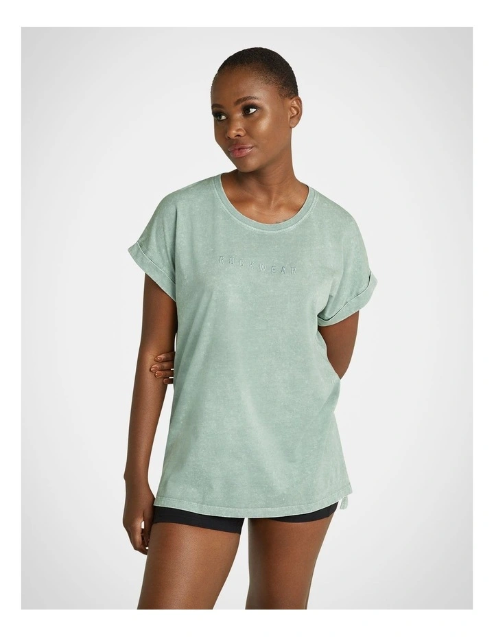 Acid Wash Extended Sleeve Tee in Sage