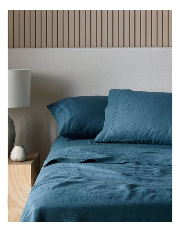 Sandy Cape Washed Belgian Linen Sheet Set in Seaglass