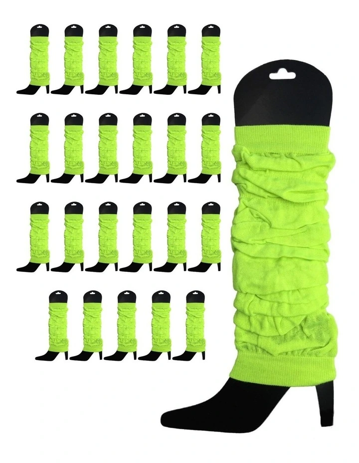 Knitted Leg Warmers 24-Pack in Fluro Yellow