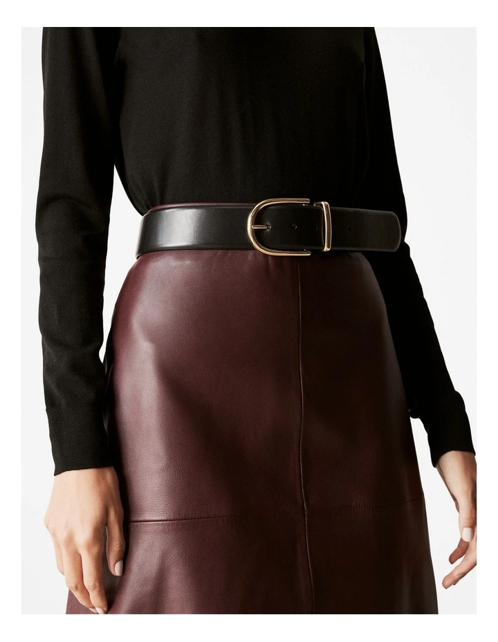 Leather Classic Wide Belt in Black