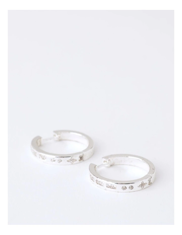 Cubic Zirconia Stones Hoop Earring in Silver