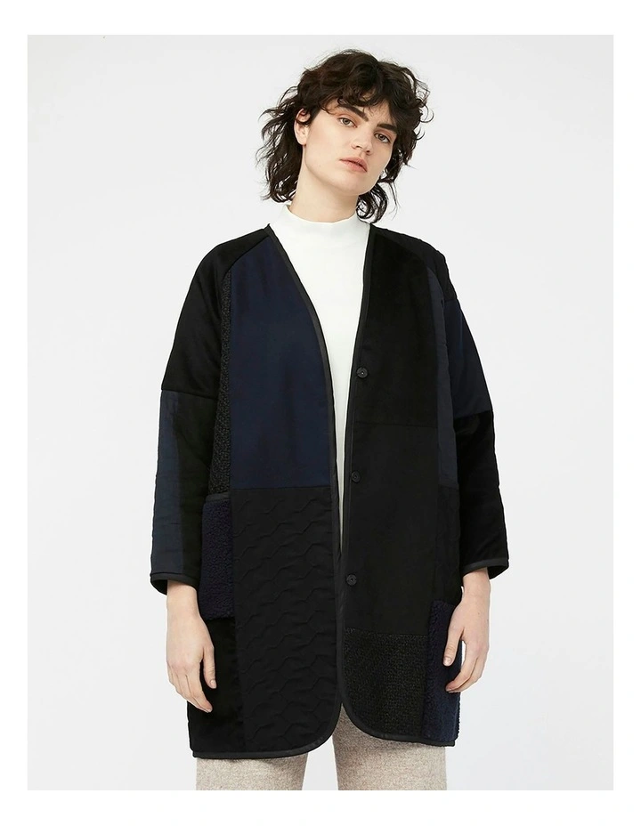 Mosaic Reversible Coat in Navy/Black
