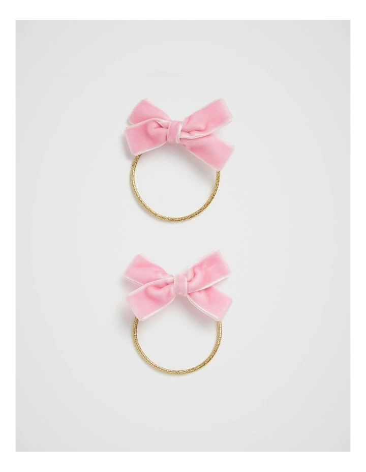 Velvet Bow Elastics in Candy Pink