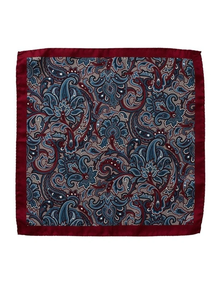 Acanthus Paisley Silk Pocket Square in Wine