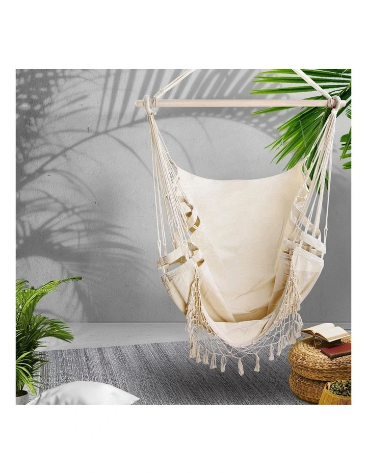 Outdoor Hanging Hammock Swing Chair in Cream