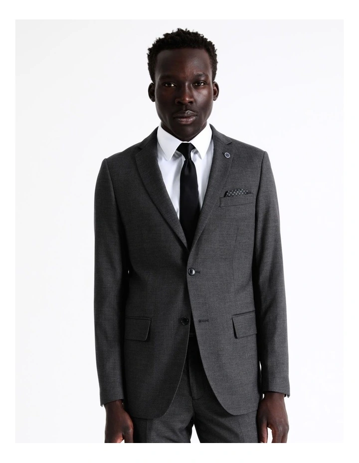 Tailored Birdseye Suit Jacket in Charcoal