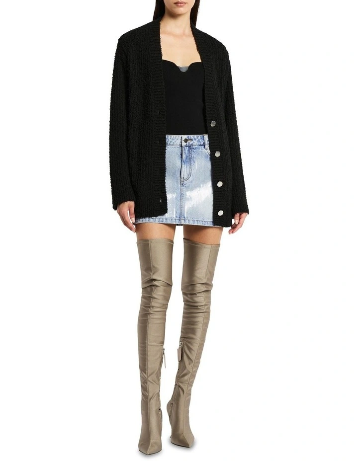 Hibernate Knit Longline Cardigan in Noir