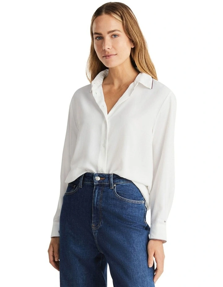 Long Sleeve Fluid Shirt in White