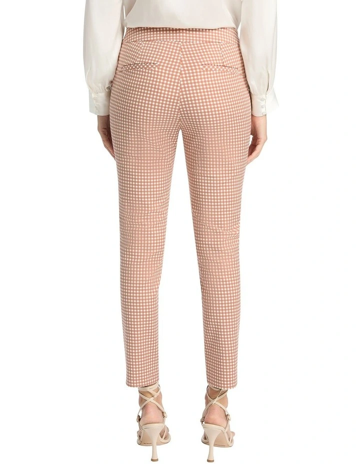Sarah Gingham Cotton Pant in Cinnamon Ivory