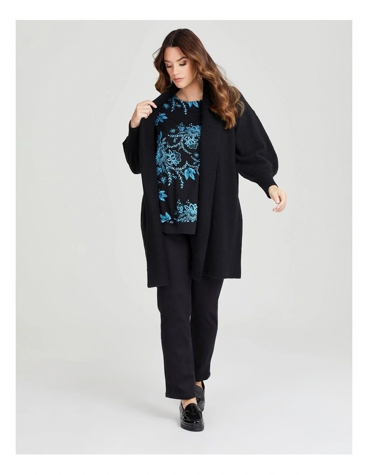Balloon Sleeve Cardigan in Black