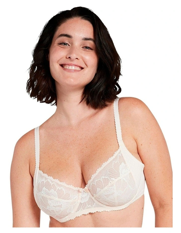 Capucine Wired Two-Tone Lace Bra in Ivory/Pink