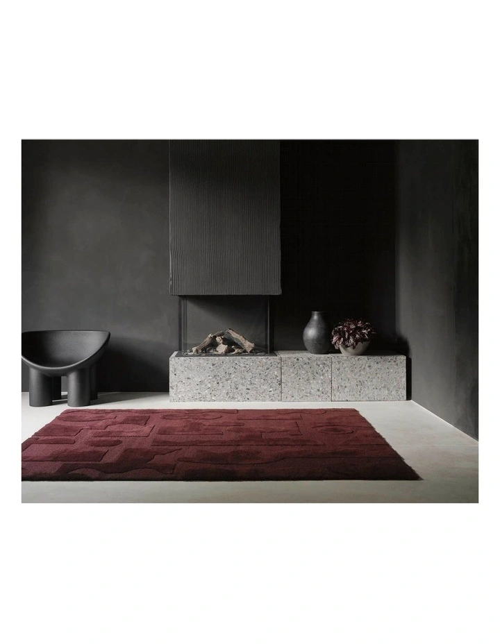 Twinset Mural Rug 121100 in Burgundy