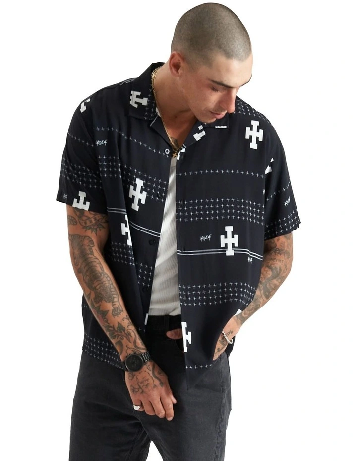 Myricks Relaxed Resort Shirt in Anthracite Black