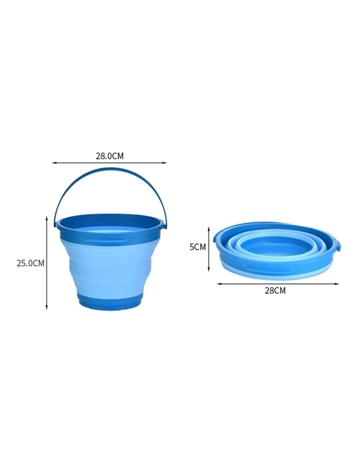 Foldable Collapsible Silicone Bucket 7L in Blue