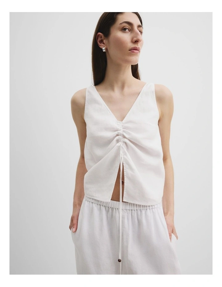 Ruched Cami in White