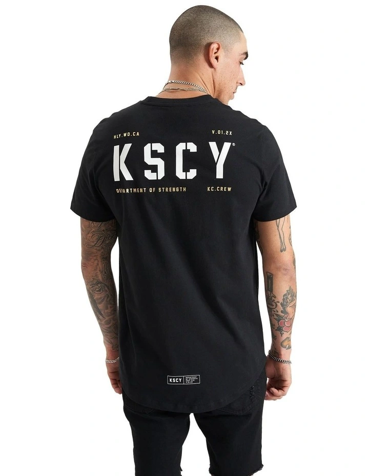 Lambert Dual Curved Tee in Jet Black