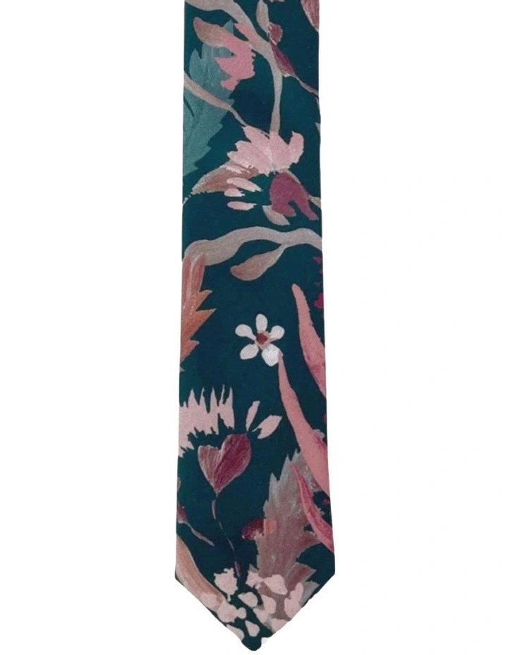 Teal Blooms Cotton Tie in Teal