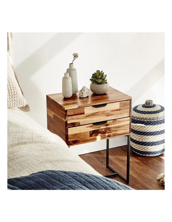 Soho Acacia Wood Bedside Table in Brown