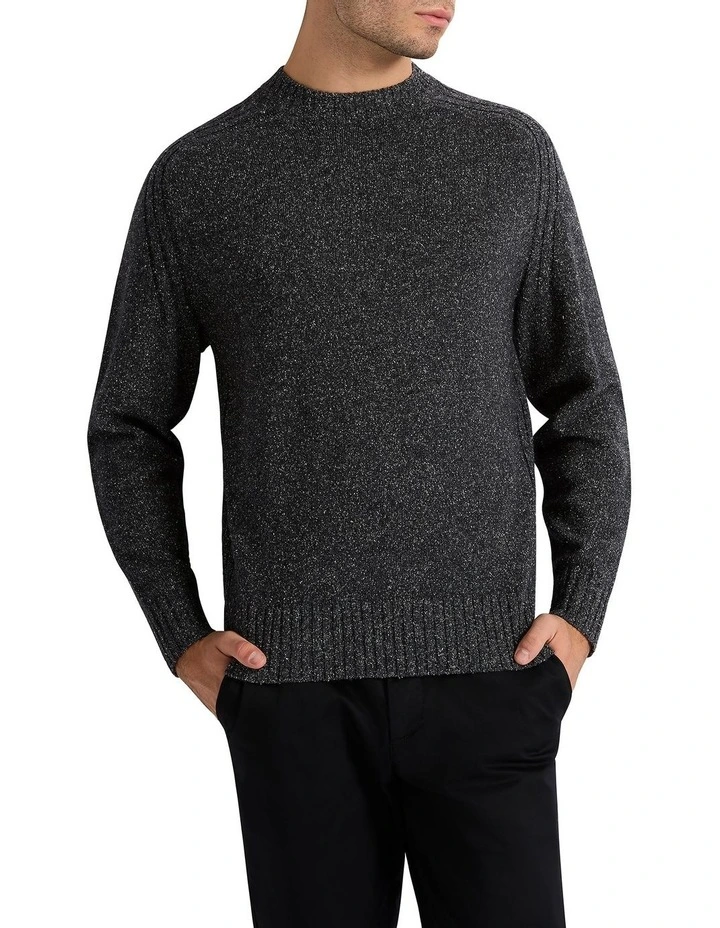 Jens Merino Silk Knit Sweater in Graphite Marle
