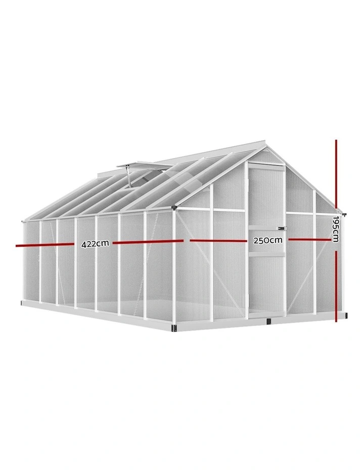 Aluminium Green House Polycarbonate Garden Shed 4.2x2.5M