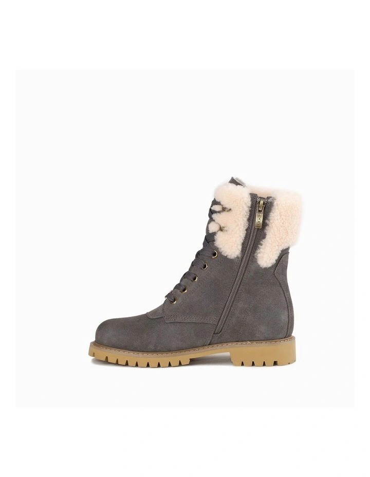 Liliana Shearling Zip Boots in Grey