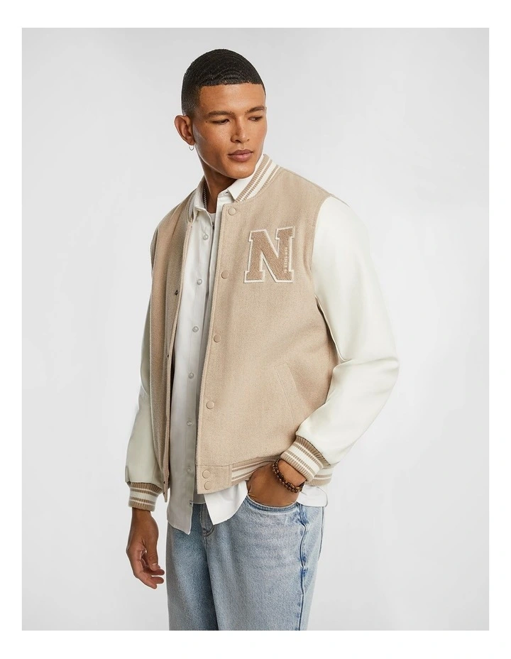 Mickey Varsity Jacket in Natural