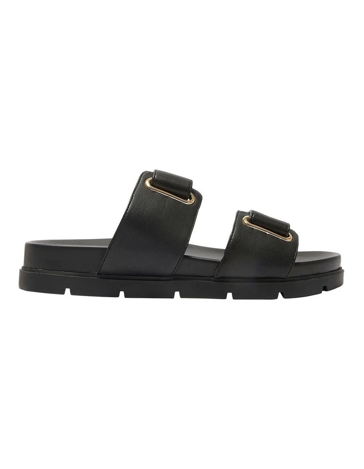 Calvin Sandals in Black Smooth