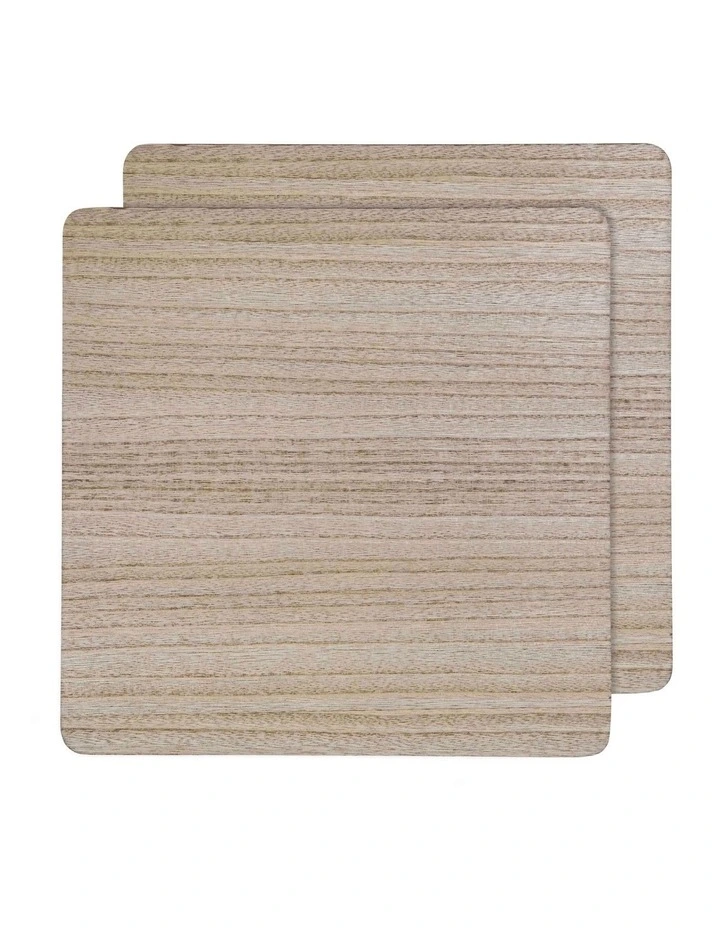 Square Light Veneer Placemat 2 Pack in Brown
