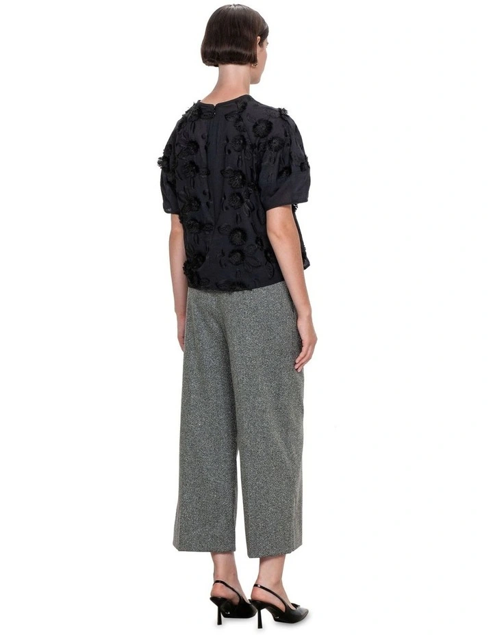 3D Floral Cotton Top in Black