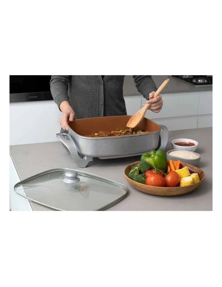Copper Electric Fry Pan in White