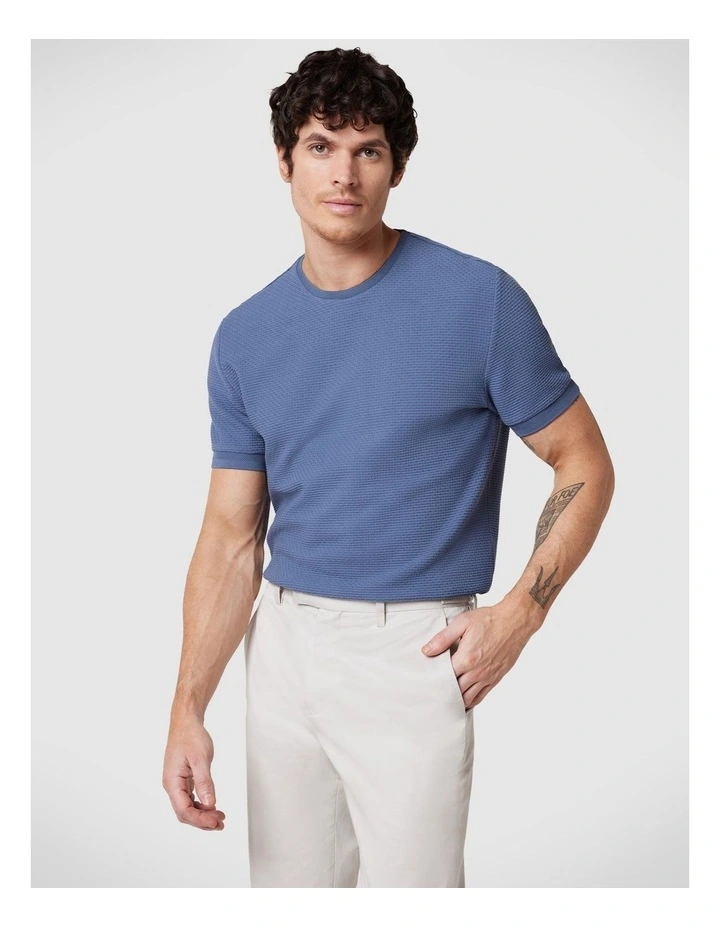 Jacquard Texture Tee in Steel Blue