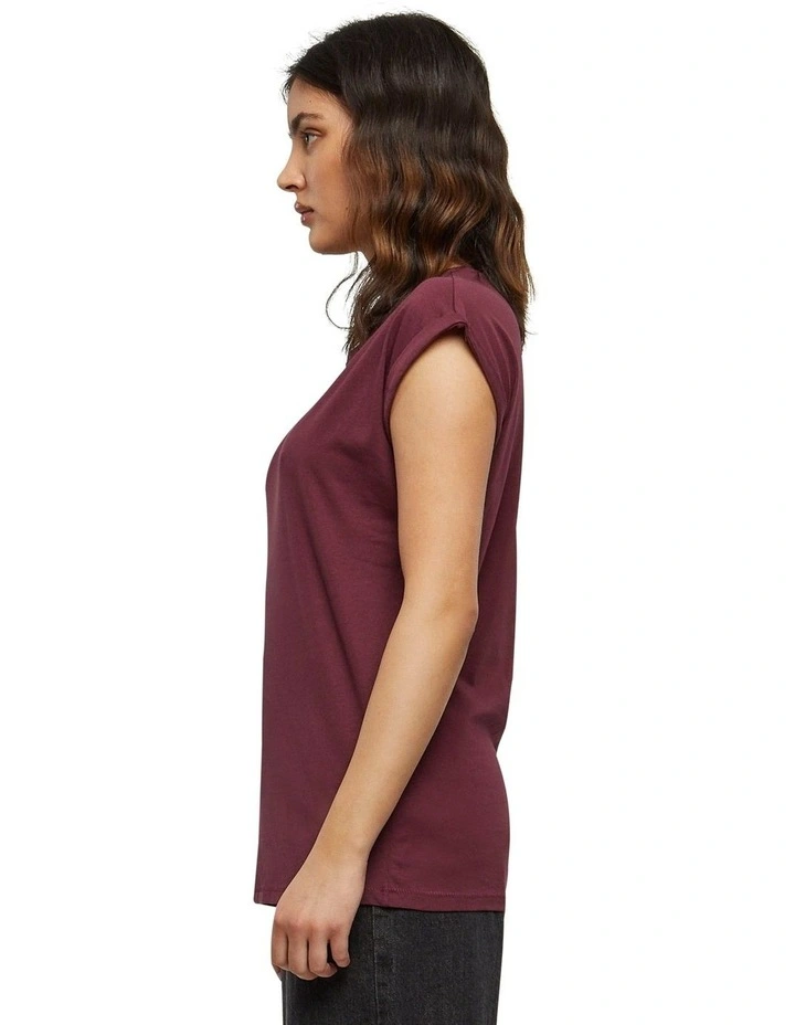 Extended Shoulder Tee in Cherry