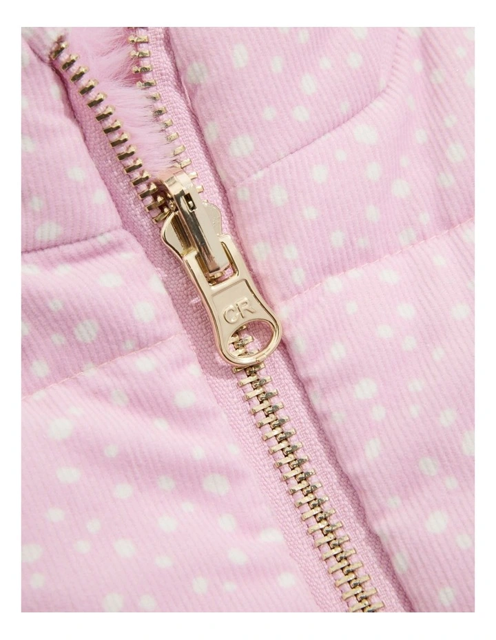 Reversible Faux Fur Vest in Rose Spot