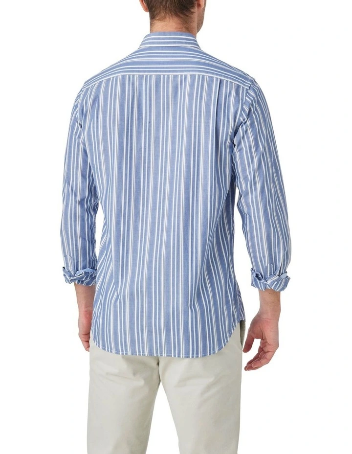 Montreal Stripe Long Sleeve Shirt in Blue