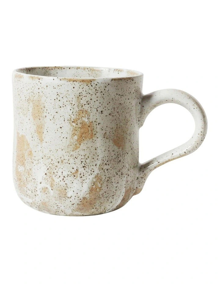 Solace Clay Mug With Reactive Glaze 350ml in White Brush